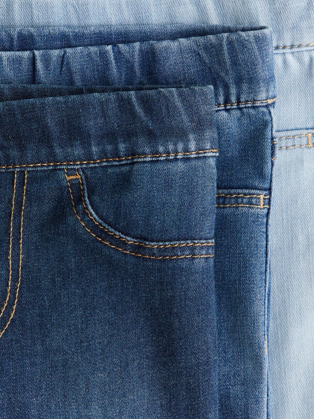 3 pair Girls Stretch Blue Jeggings - Sleek Denim Look